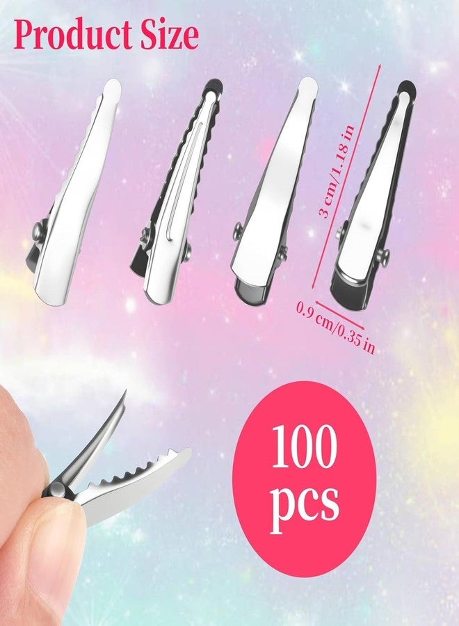 Notoke 100-Pack 30mm Small Silver Alligator Clips for Hair, Crafts - Metal Crocodile Clips Hair Pins, Teeth Bows, Hair Clip Holders for Arts & Crafts, Hair Accessories - Image 2